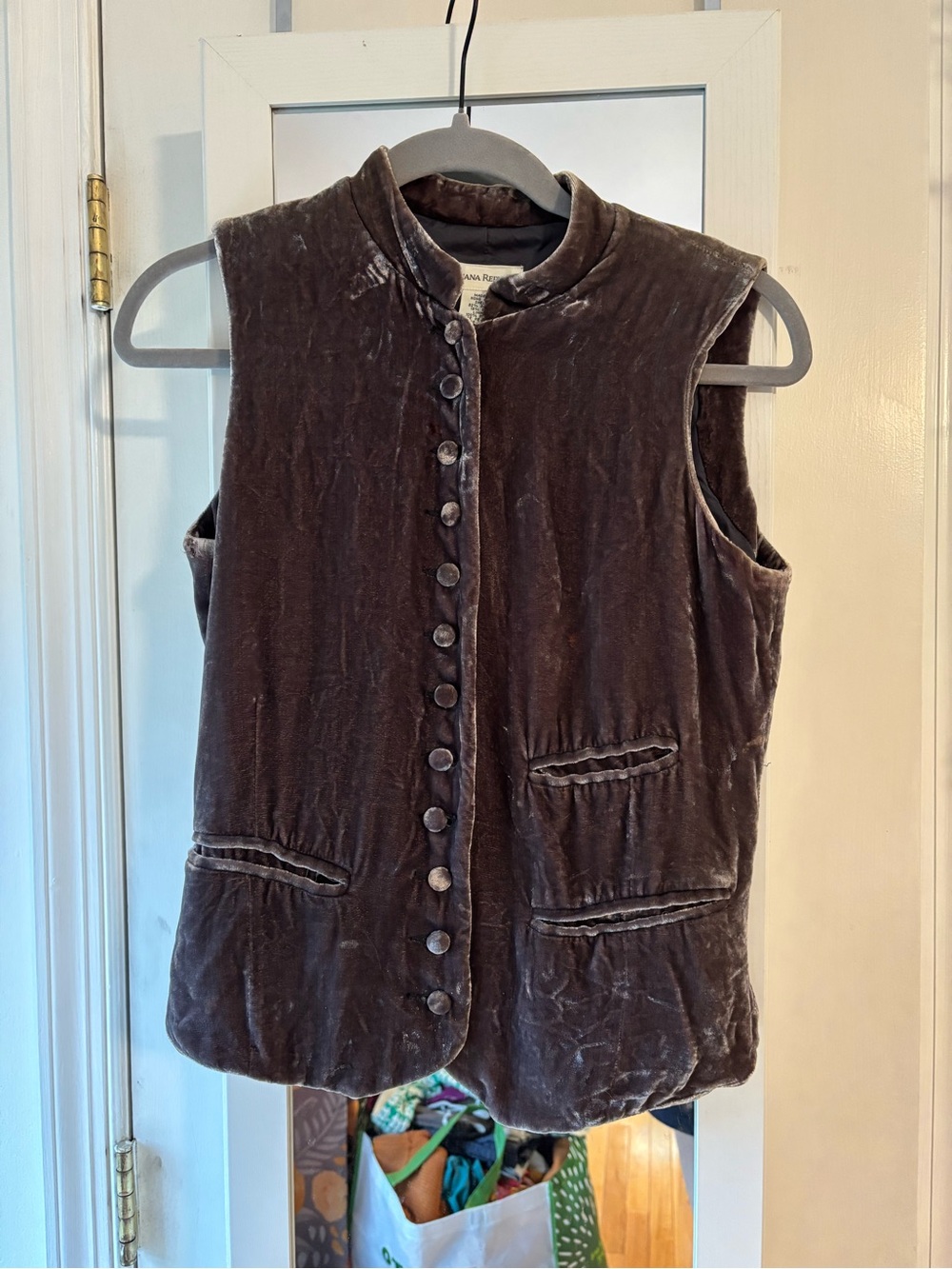 Vintage, unique Banana Republic Velvet Button-Front Sleeveless Vest - Mauve